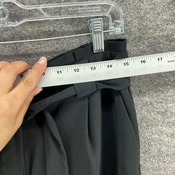 Express Pants Women 8 Black High Rise Ankle Belted Flat Front Pockets Casual - Picture 3 of 8